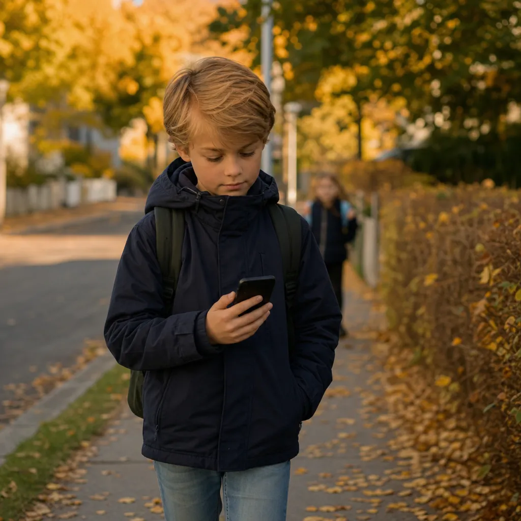 Förälder hjälper sitt barn att välja Hallon barnabonnemang på mobilen